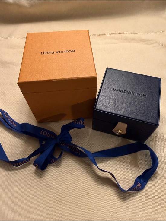 Louis Vuitton Other - Louis Vuitton Navy Leather Jewelry Box with Orange Presentation Box & Ribbon